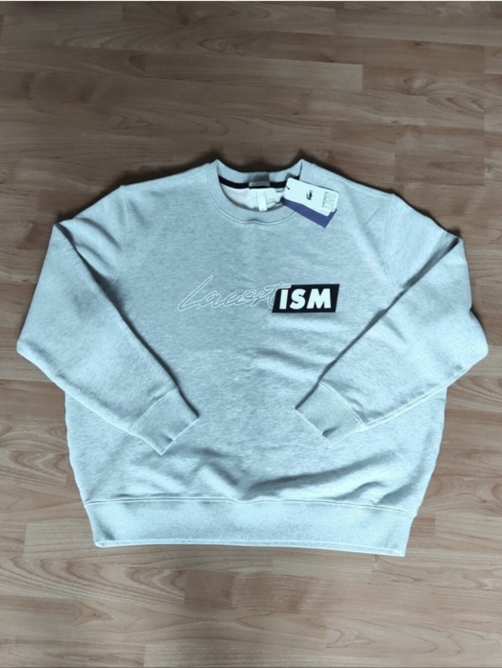 Lacoste Unisex 3XL Light Gray Crewneck Sweatshirt with Contrast Logo